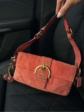 Coach Soho Baguette in Salmon Pink Suede